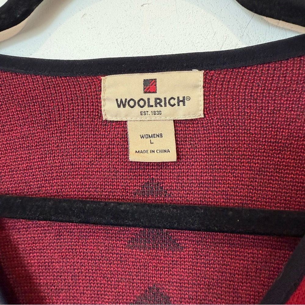Woolrich Red Women's Cardigan Sweater Size Large Ramie Cotton Holiday Christmas - Picture 2 of 8